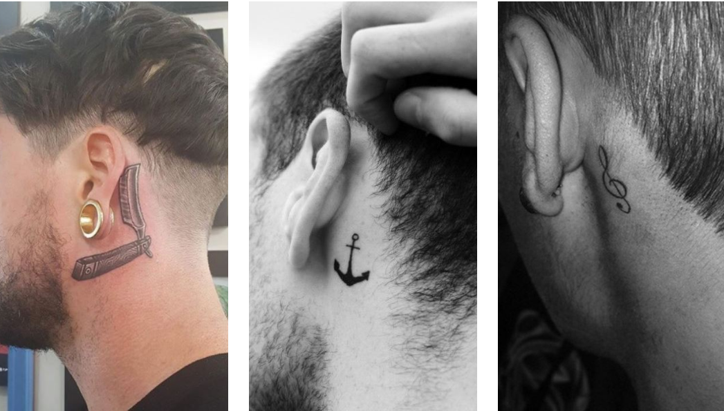 Behind the ear tattoos for men